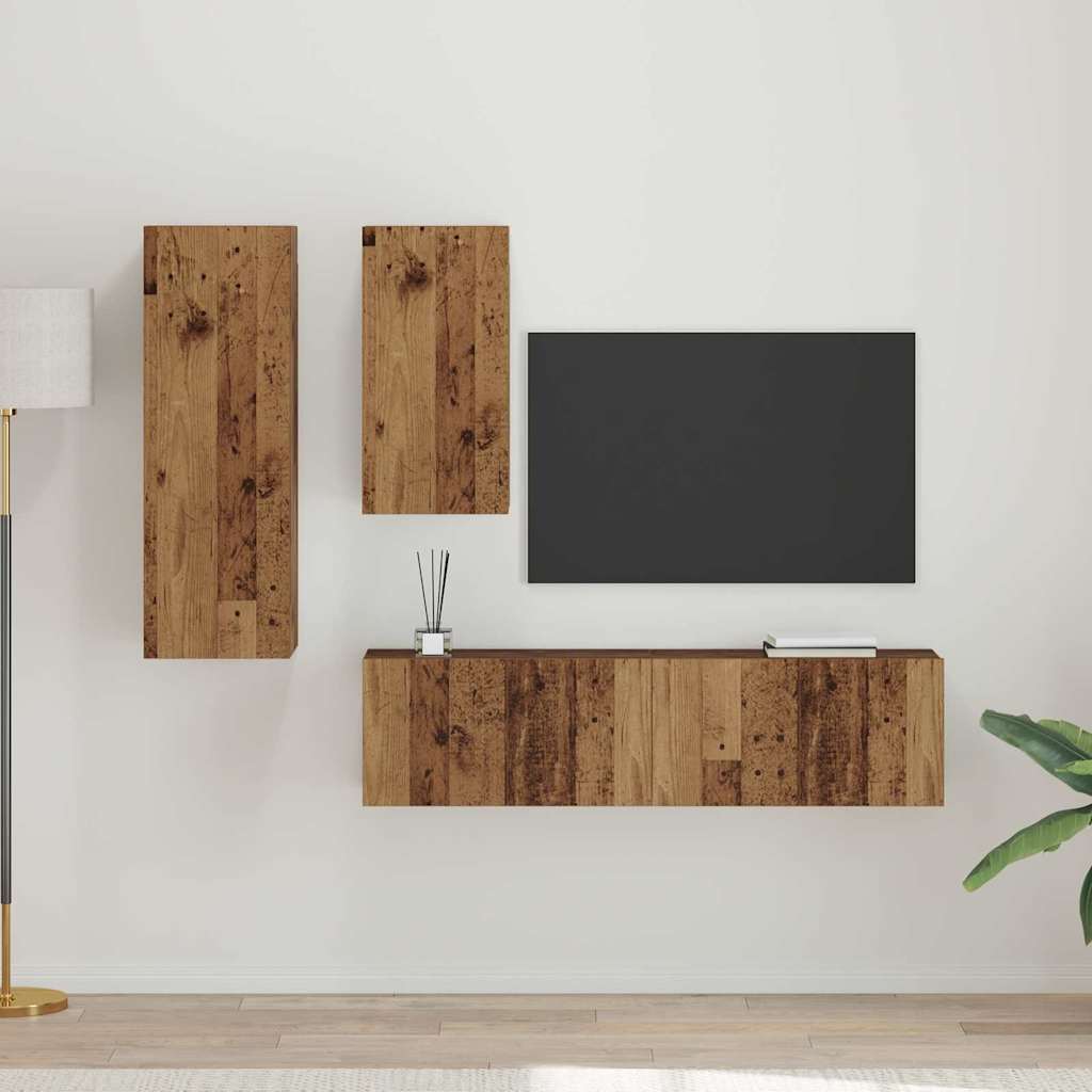 vidaXL Set mobile TV 4 pcs Legno vecchio 30.5 x 30 x 90 cm