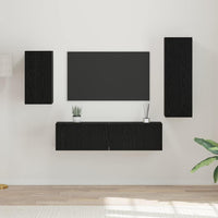 vidaXL Set mobile TV 4 pcs Rovere nero 30.5 x 30 x 90 cm