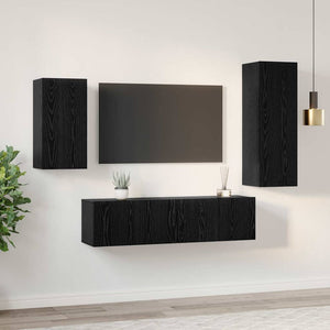 vidaXL Set mobile TV 4 pcs Rovere nero 30.5 x 30 x 90 cm