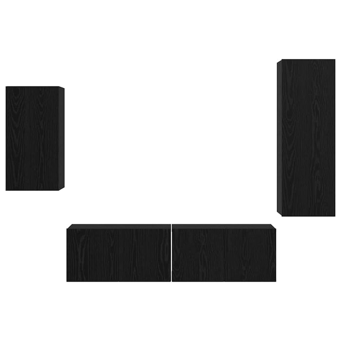 vidaXL Set mobile TV 4 pcs Rovere nero 30.5 x 30 x 90 cm