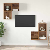 Set mobile TV 4 pz-Set di 4 Credenza per TV Legno vecchio Legno multistrato 199486