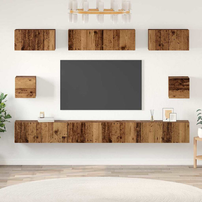 vidaXL Set di mobili TV 8 pcs Legno vecchio Legno multistrato