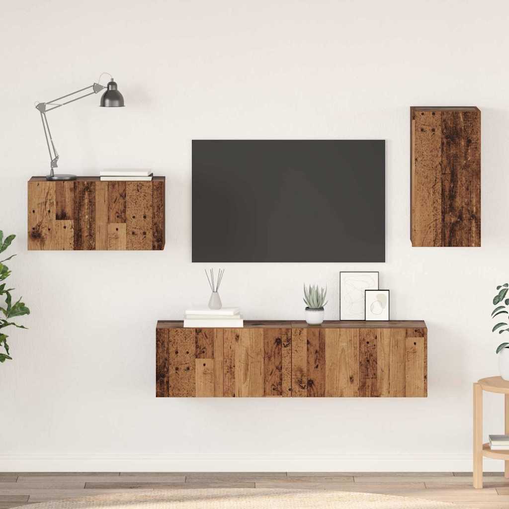 vidaXL Set mobile TV 4 pcs Legno vecchio 30.5 x 30 x 60 cm