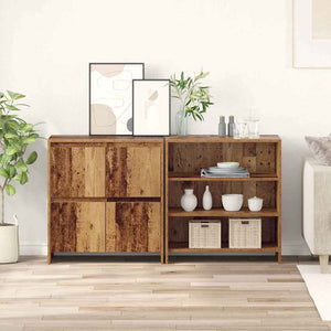 Credenza 2 pz-Set di 2 Buffet-Armadio da cucina Legno vecchio 70 x 41 x 75 cm Legno multistrato