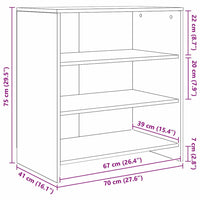 vidaXL Sideboards 2 pcs Legno vecchio 70 x 41 x 75 cm