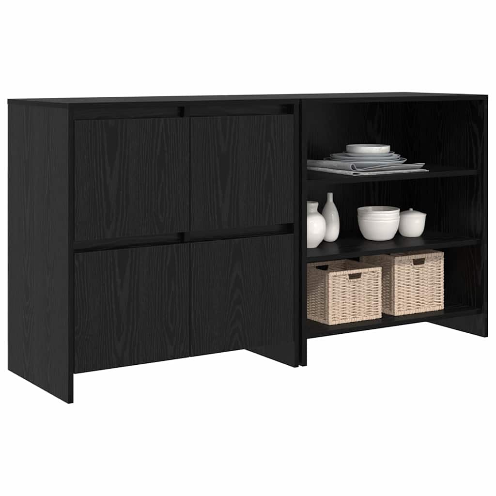 vidaXL Sideboards 2 pcs Rovere nero 70 x 41 x 75 cm Legno multistrato