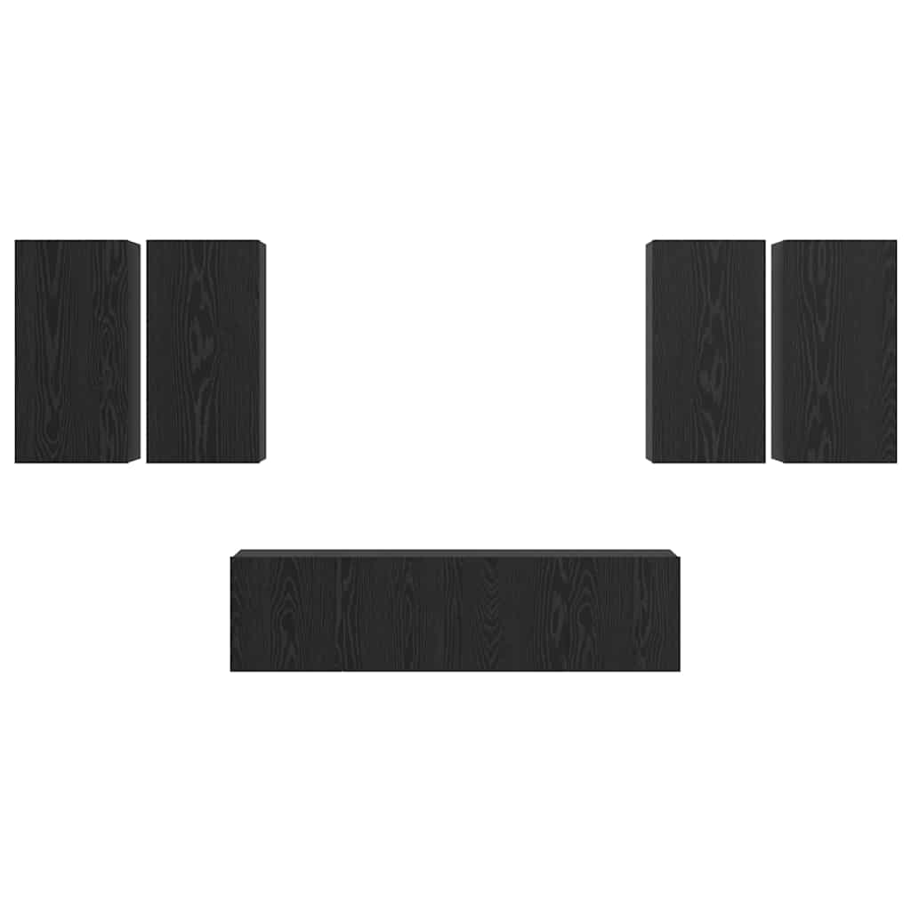 Set mobile TV Montaggio a parete-Credenza per TV Rovere Nero Legno multistrato 890812