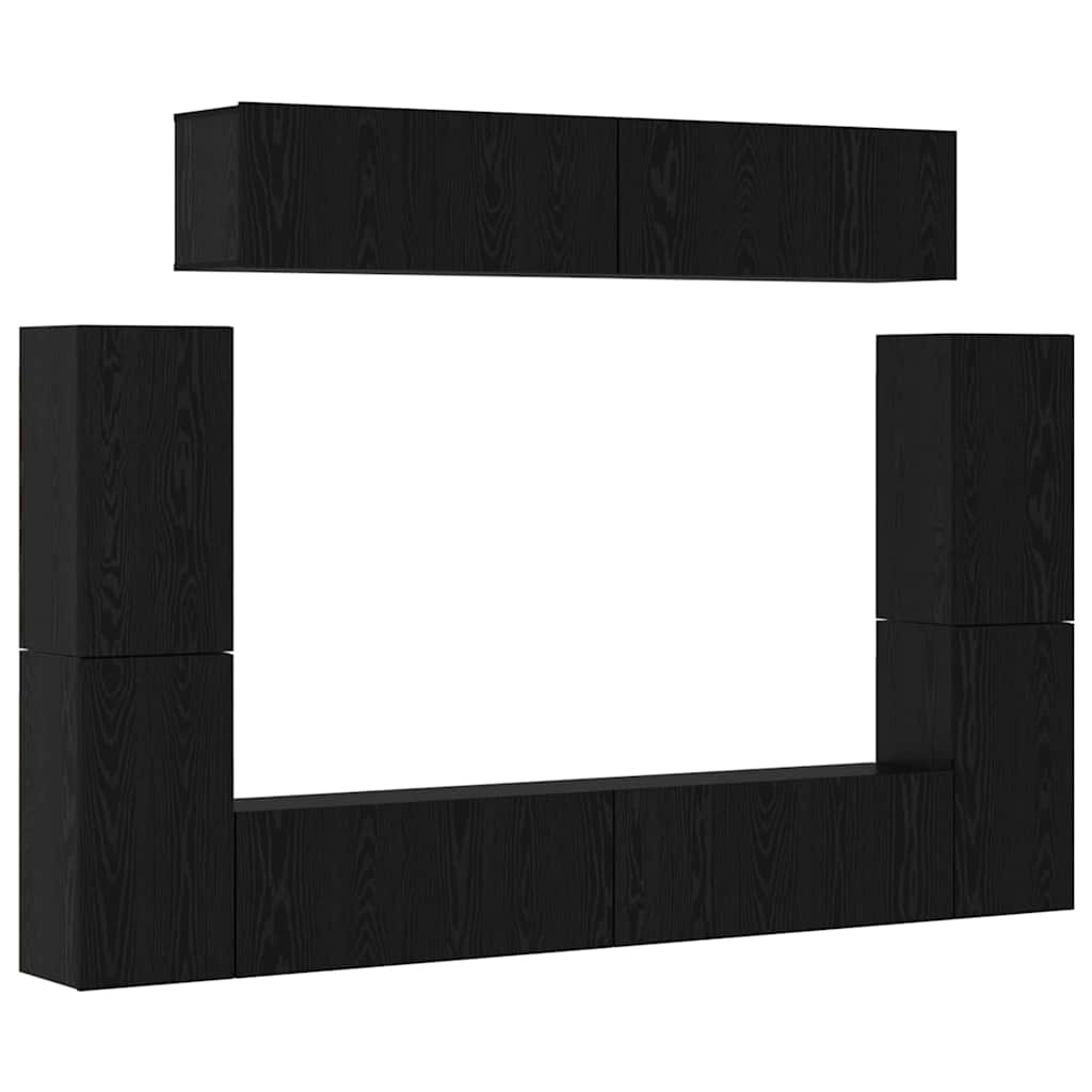 Set mobile TV 8 pz-Set di 8 Credenza per TV Rovere nero 80 x 30 x 30.5 cm