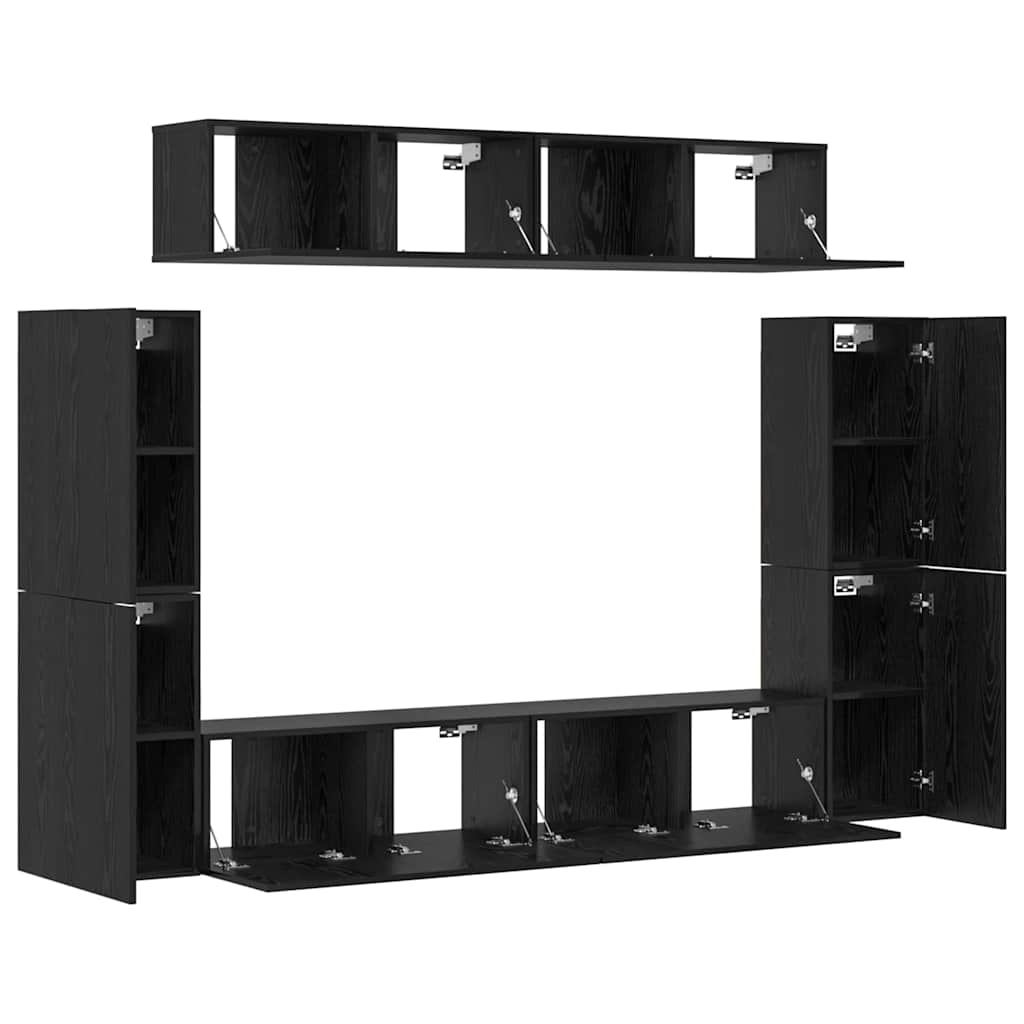 Set mobile TV 8 pz-Set di 8 Credenza per TV Rovere nero 80 x 30 x 30.5 cm