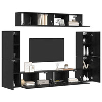 Set mobile TV 8 pz-Set di 8 Credenza per TV Rovere nero 80 x 30 x 30.5 cm