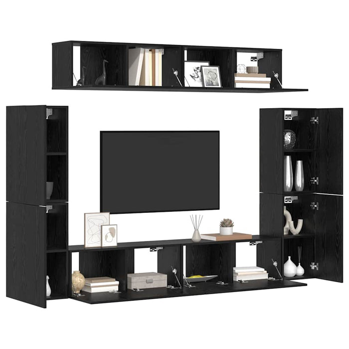 Set mobile TV 8 pz-Set di 8 Credenza per TV Rovere nero 80 x 30 x 30.5 cm