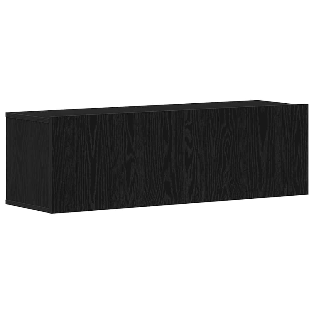 Set mobile TV con cassetto 4 pz-Credenza per TV Rovere Nero Legno multistrato