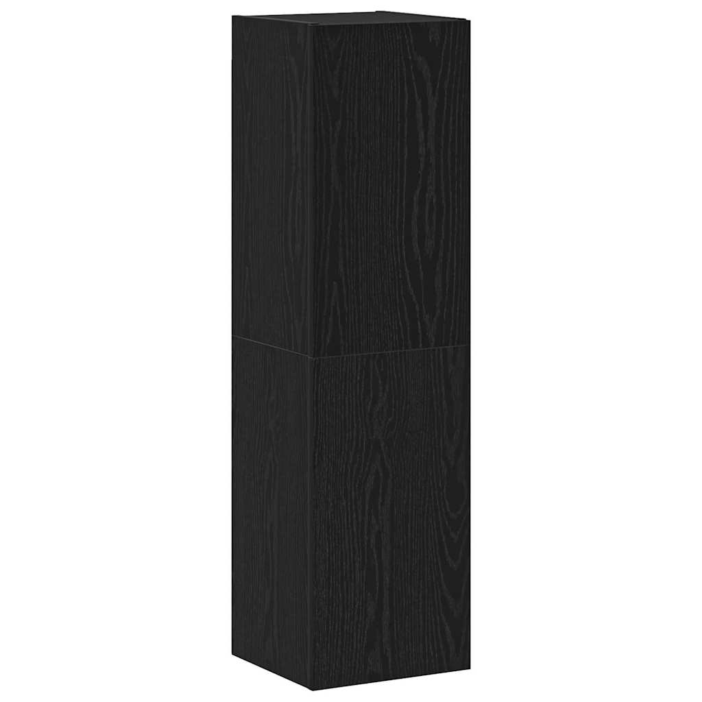 Set mobile TV con cassetto 4 pz-Credenza per TV Rovere Nero Legno multistrato