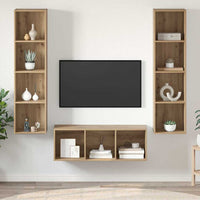 Set mobile TV 3 pz-Set di 3 Credenza per TV Rovere artigianale Legno multistrato 954475