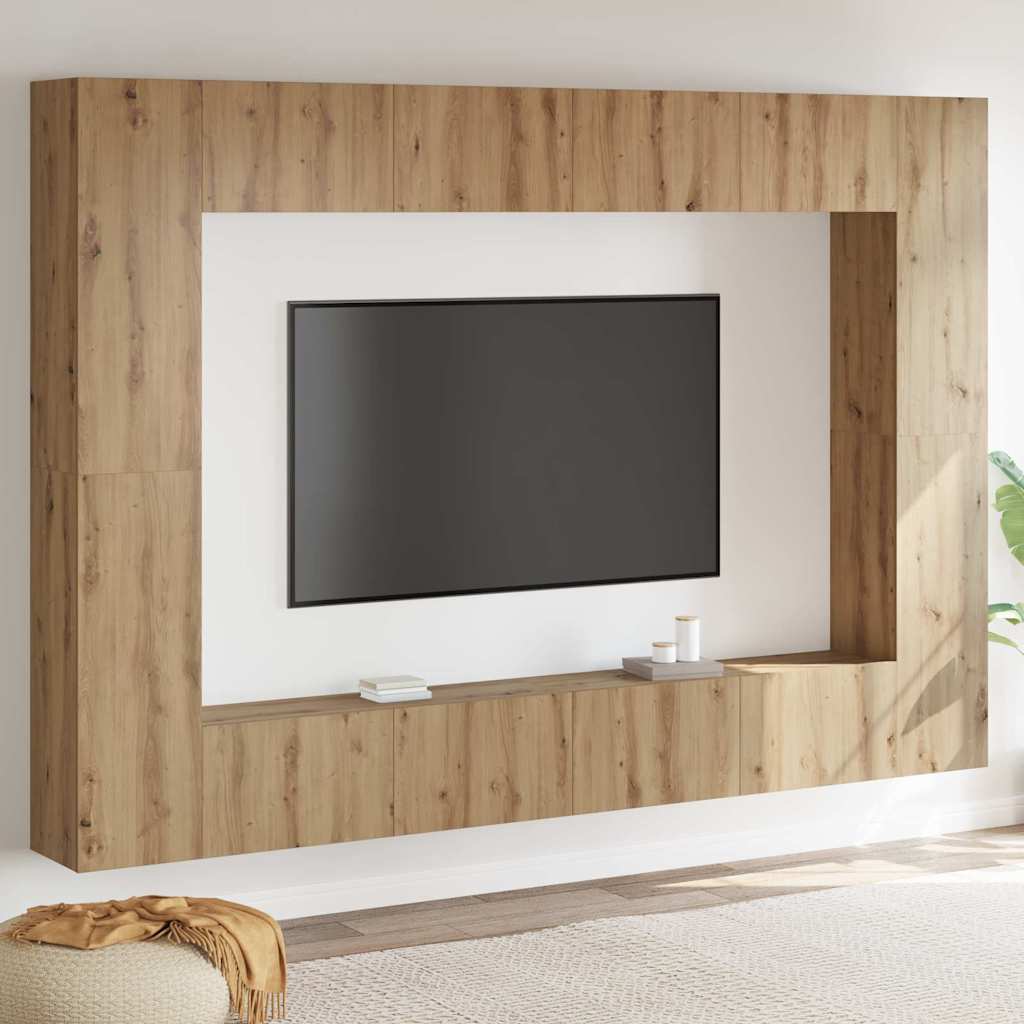 vidaXL Set mobile TV 8 pcs rovere artigianale Medio 100 x 30 x 30 cm