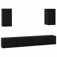 Mobile TV da Parete 3 pz-Set di 3 Mobile TV a Muro-Credenza TV Rovere Nero Legno multistrato 750247