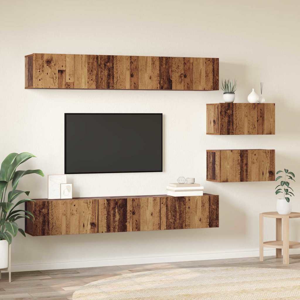 vidaXL Set mobile TV 8 pcs Legno vecchio 60 x 30 x 30 cm