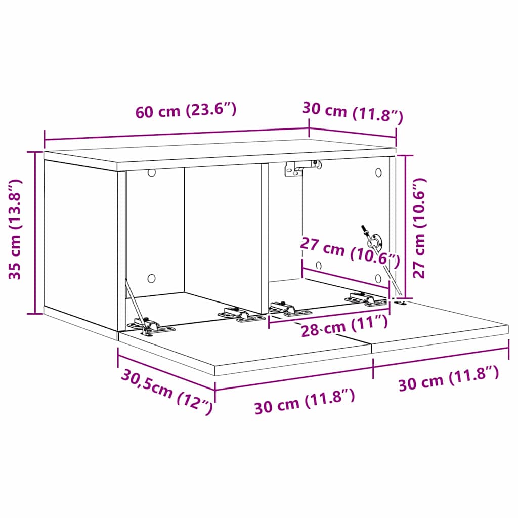 vidaXL Set mobile TV 8 pcs Legno vecchio 60 x 30 x 30 cm