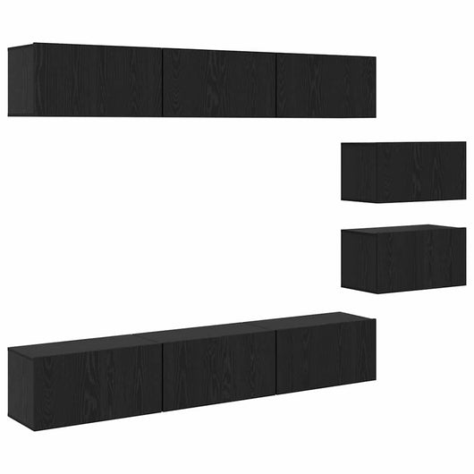 Set mobile TV Montaggio a parete-Credenza per TV Rovere Nero Legno multistrato 325456