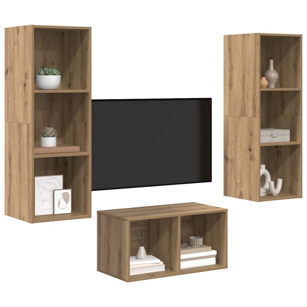vidaXL Set mobile TV rovere artigianale 37 x 37 x 107 cm