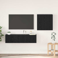 Set mobile TV Montaggio a parete-Credenza per TV Rovere Nero Legno multistrato 365256