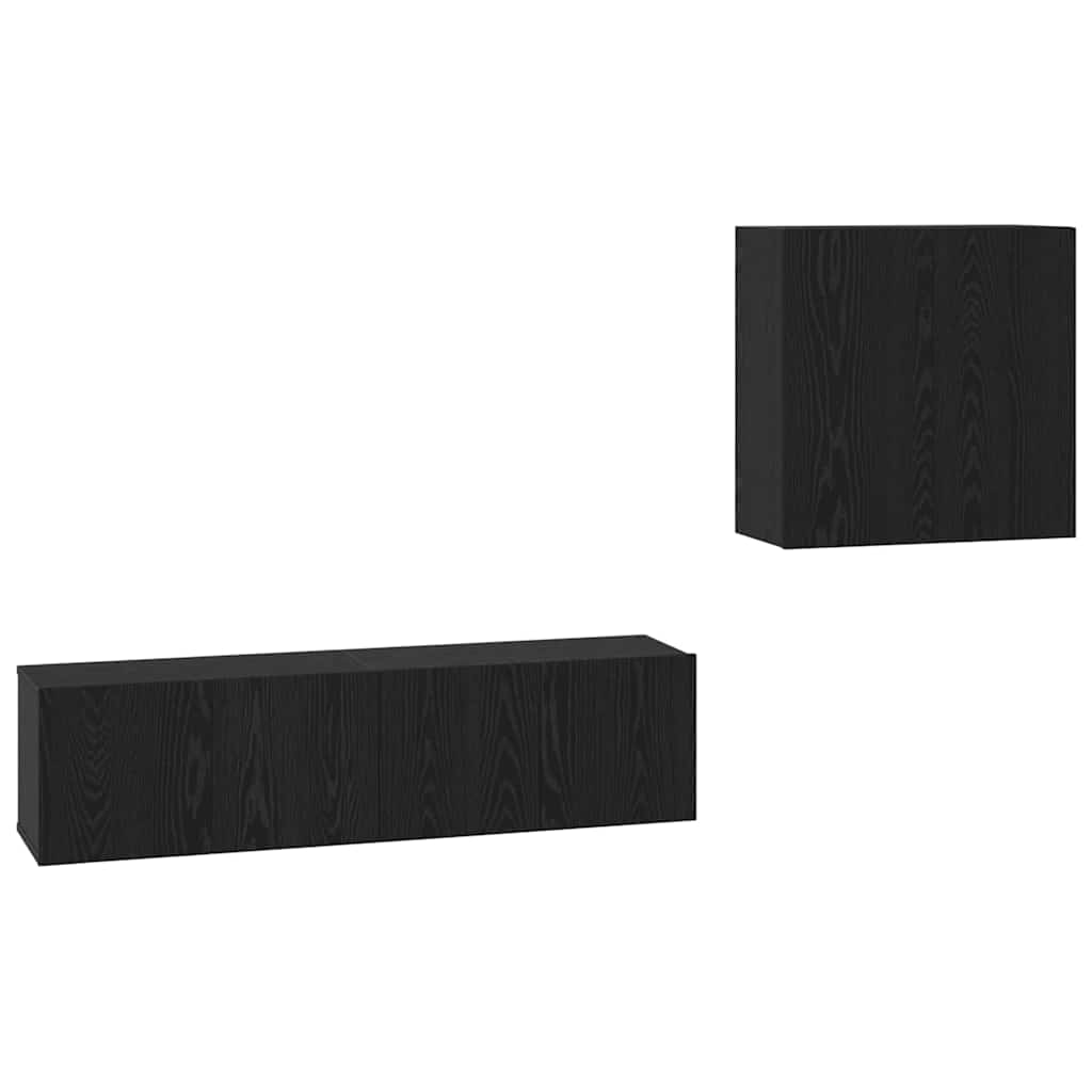 Set mobile TV Montaggio a parete-Credenza per TV Rovere Nero Legno multistrato 365256