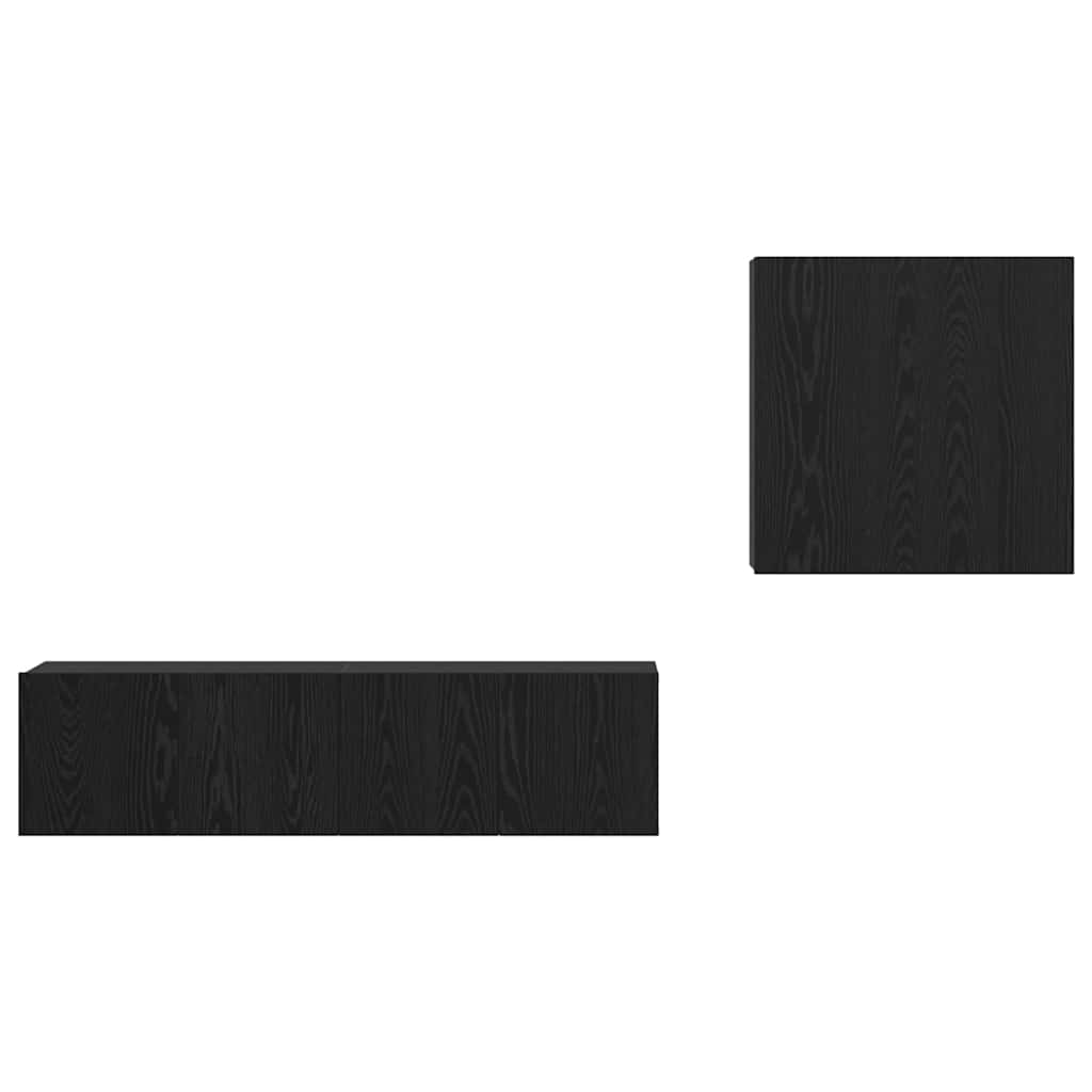 Set mobile TV Montaggio a parete-Credenza per TV Rovere Nero Legno multistrato 365256