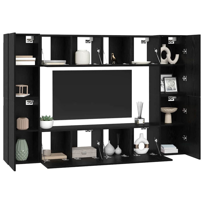 Set mobile TV Montaggio a parete-Credenza per TV Rovere Nero Legno multistrato 831525