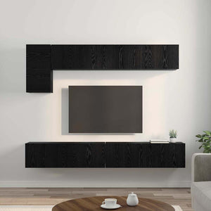 Set mobile TV Montaggio a parete 5 pcs Rovere Nero 3393385