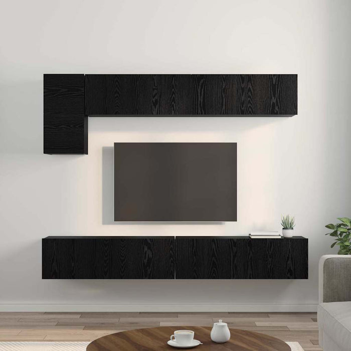 Set mobile TV Montaggio a parete 5 pcs Rovere Nero 3393385