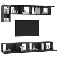 Set mobile TV Montaggio a parete 5 pcs Rovere Nero 3393385