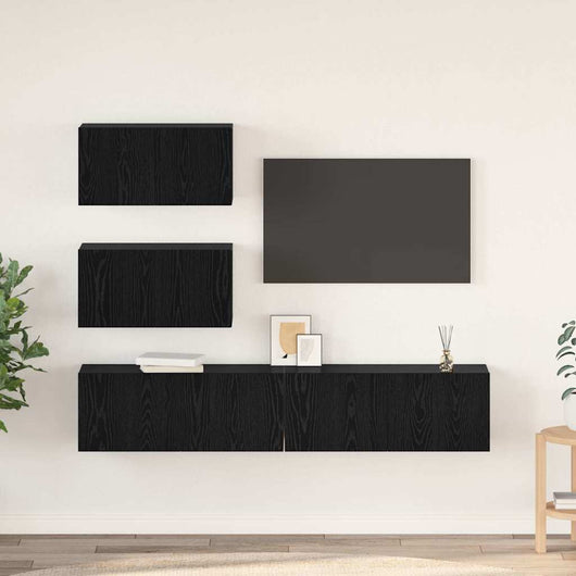 vidaXL Set mobile TV 4 pcs Rovere nero 100 x 30 x 30 cm