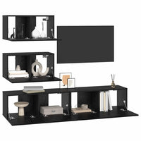 vidaXL Set mobile TV 4 pcs Rovere nero 100 x 30 x 30 cm