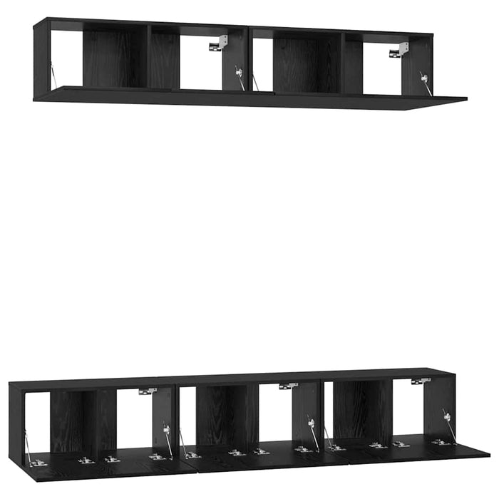 Set mobile TV 5 pz-Set di 5 Credenza per TV Rovere Nero Legno multistrato 670818