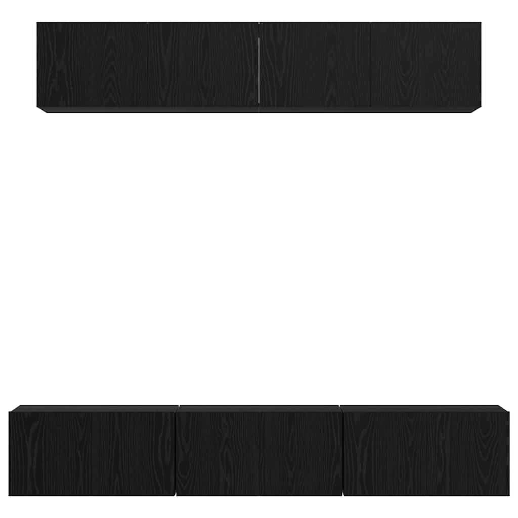 Set mobile TV 5 pz-Set di 5 Credenza per TV Rovere Nero Legno multistrato 670818