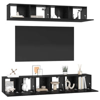 Set mobile TV 5 pz-Set di 5 Credenza per TV Rovere Nero Legno multistrato 670818