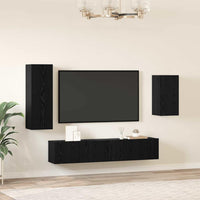 vidaXL Set mobile TV 4 pcs Rovere nero 30.5 x 30 x 90 cm