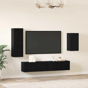 vidaXL Set mobile TV 4 pcs Rovere nero 30.5 x 30 x 90 cm