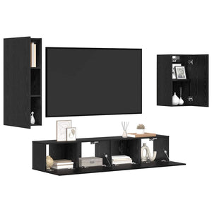 vidaXL Set mobile TV 4 pcs Rovere nero 30.5 x 30 x 90 cm