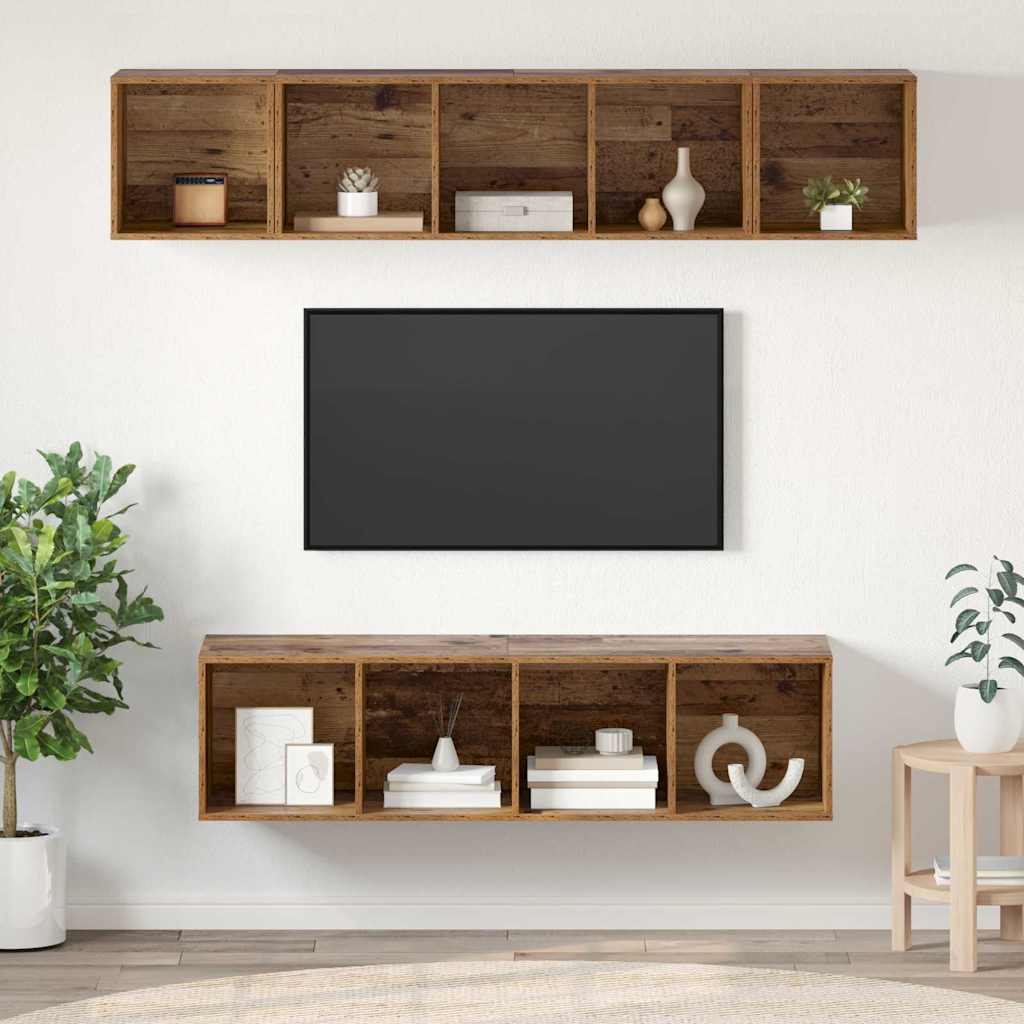 Set mobile TV 4 pz-Set di 4 Credenza per TV Legno vecchio Legno multistrato 779023