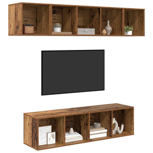 Set mobile TV 4 pz-Set di 4 Credenza per TV Legno vecchio Legno multistrato 779023