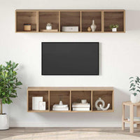 Set mobile TV 4 pz-Set di 4 Credenza per TV Rovere artigianale Legno multistrato 651091