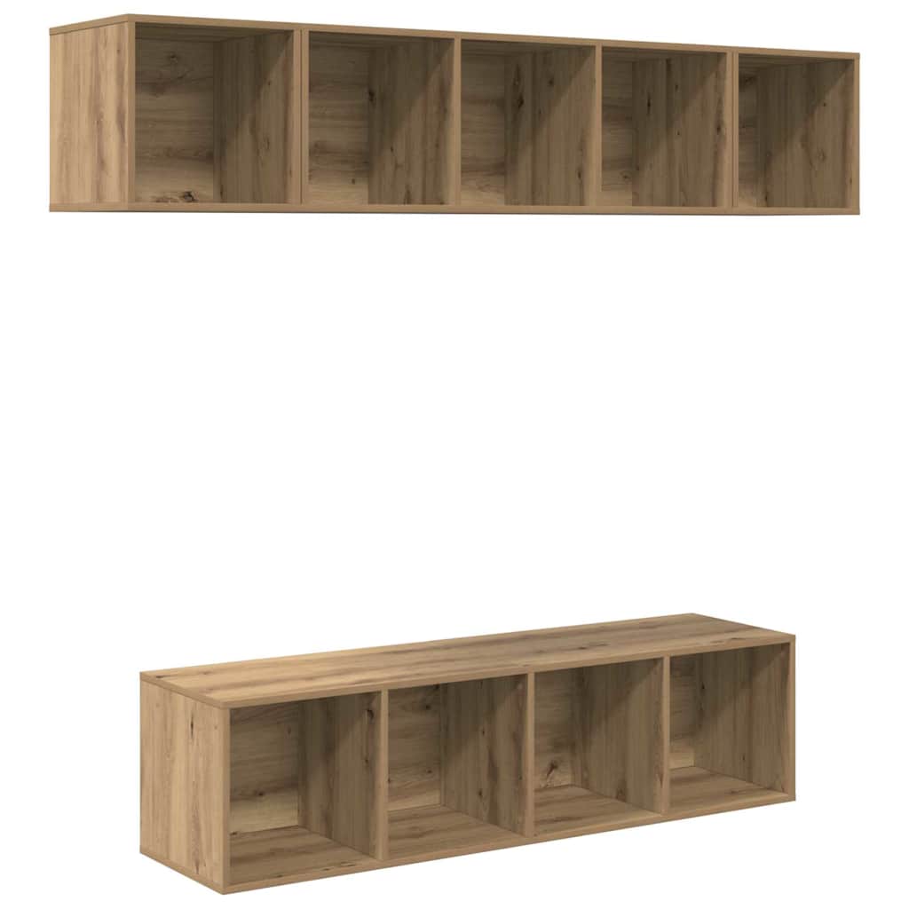 Set mobile TV 4 pz-Set di 4 Credenza per TV Rovere artigianale Legno multistrato 651091