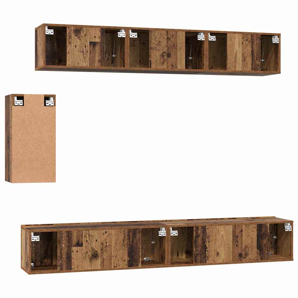 Set mobile TV con cassetto 6 pcs Legno vecchio 100 x 30 x 30 cm 3393441