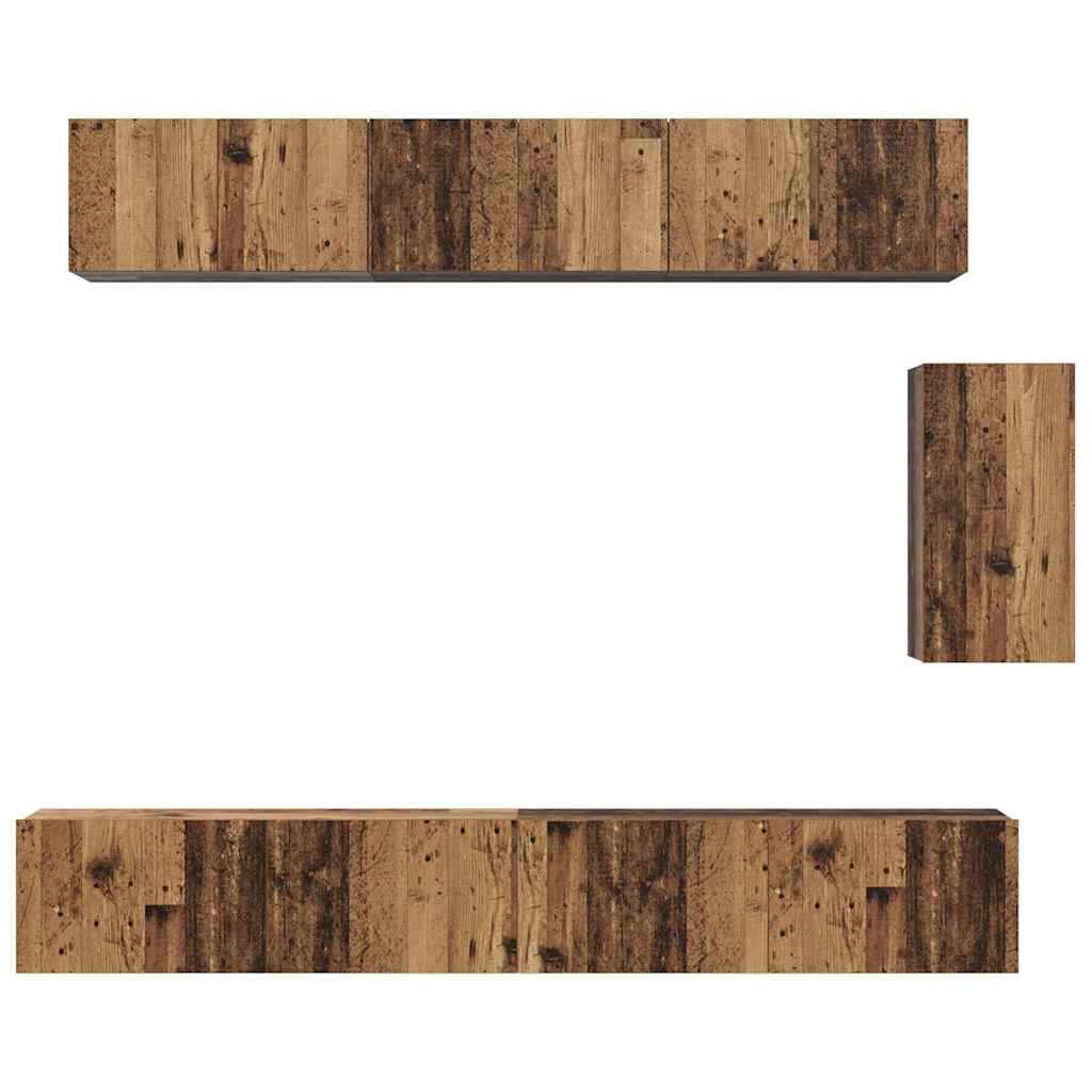 Set mobile TV con cassetto 6 pcs Legno vecchio 100 x 30 x 30 cm 3393441