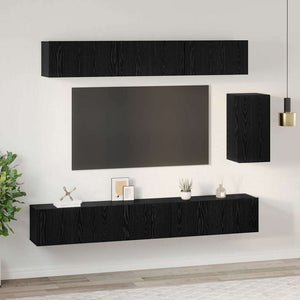 vidaXL Set mobile TV 6 pcs Rovere nero 100 x 30 x 30 cm