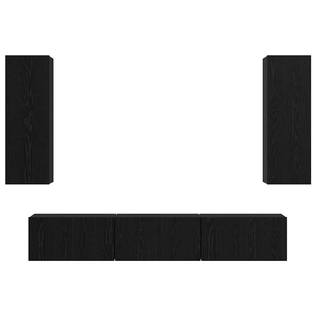 vidaXL Set mobile TV 5 pcs Rovere nero Media 30.5 x 30 x 90 cm