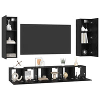 vidaXL Set mobile TV 5 pcs Rovere nero Media 30.5 x 30 x 90 cm