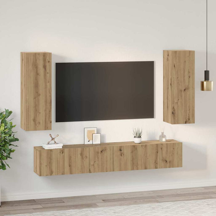 vidaXL Set mobile TV 4 pcs rovere artigianale 30.5 x 30 x 90 cm