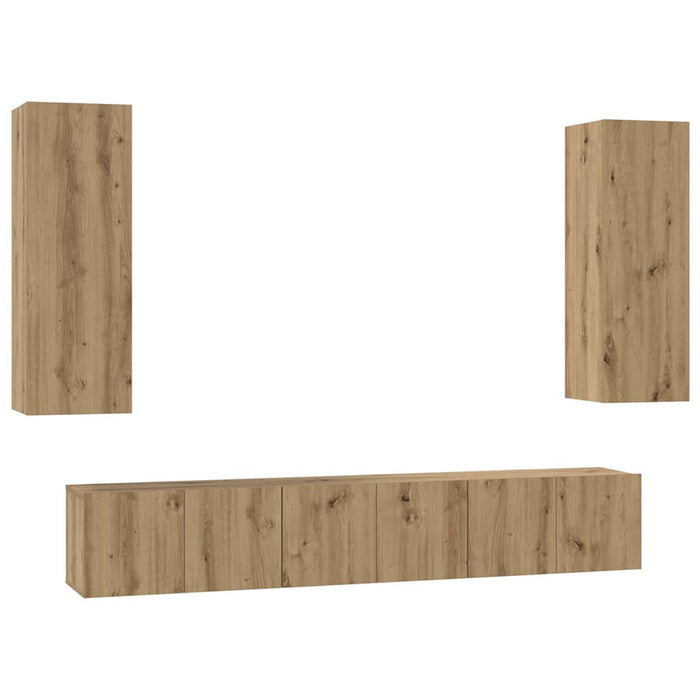 Set mobile TV 5 pz-Set di 5 Credenza per TV Rovere artigianale Legno multistrato 147576